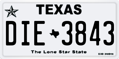 TX license plate DIE3843
