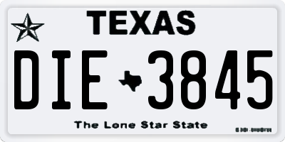 TX license plate DIE3845
