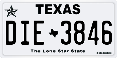 TX license plate DIE3846