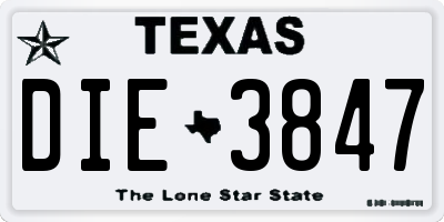 TX license plate DIE3847
