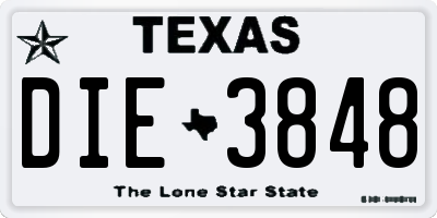 TX license plate DIE3848