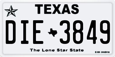 TX license plate DIE3849