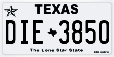 TX license plate DIE3850