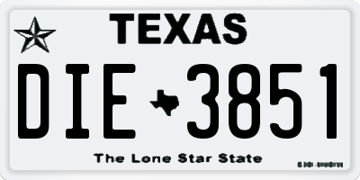 TX license plate DIE3851