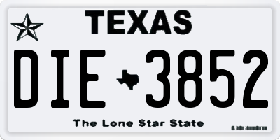 TX license plate DIE3852