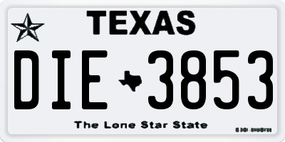 TX license plate DIE3853