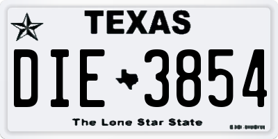 TX license plate DIE3854
