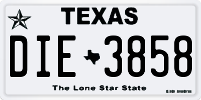 TX license plate DIE3858