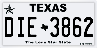 TX license plate DIE3862