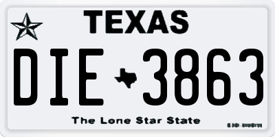 TX license plate DIE3863