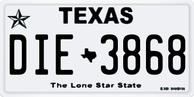 TX license plate DIE3868