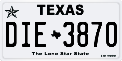 TX license plate DIE3870