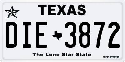 TX license plate DIE3872