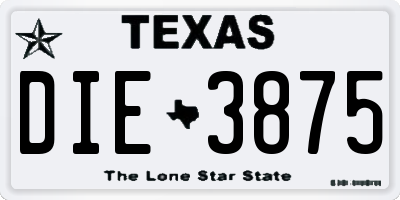 TX license plate DIE3875