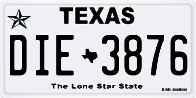 TX license plate DIE3876