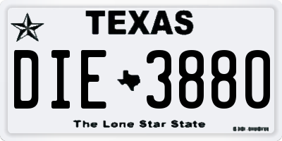 TX license plate DIE3880