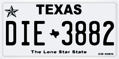TX license plate DIE3882