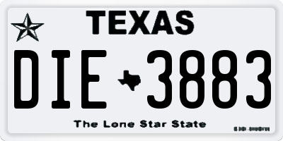 TX license plate DIE3883