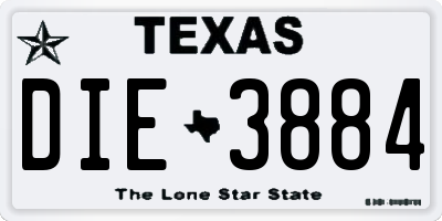 TX license plate DIE3884