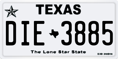 TX license plate DIE3885