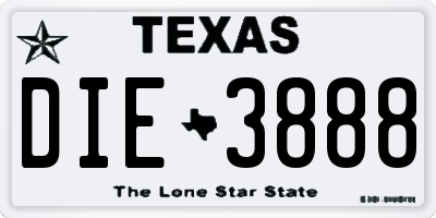 TX license plate DIE3888