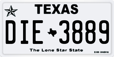 TX license plate DIE3889
