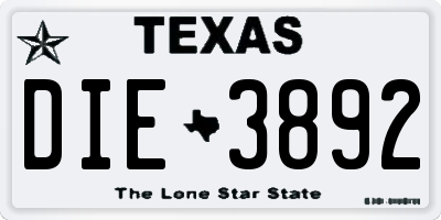 TX license plate DIE3892