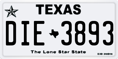 TX license plate DIE3893