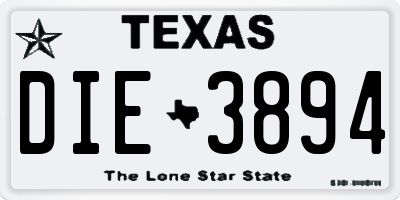 TX license plate DIE3894