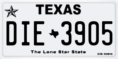 TX license plate DIE3905