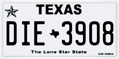 TX license plate DIE3908