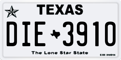 TX license plate DIE3910