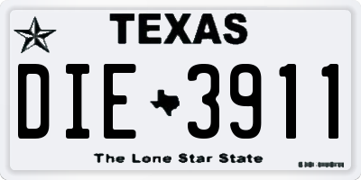 TX license plate DIE3911