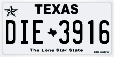 TX license plate DIE3916