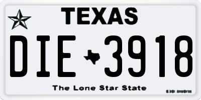 TX license plate DIE3918