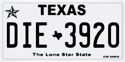 TX license plate DIE3920