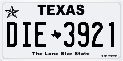 TX license plate DIE3921