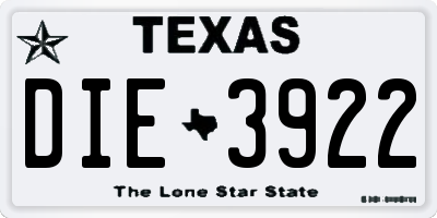TX license plate DIE3922