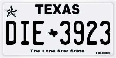 TX license plate DIE3923