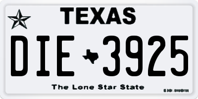 TX license plate DIE3925
