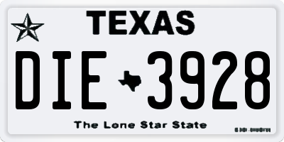 TX license plate DIE3928