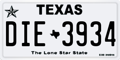 TX license plate DIE3934