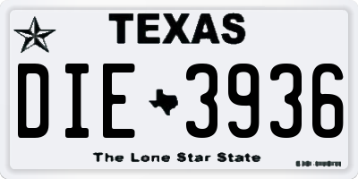 TX license plate DIE3936