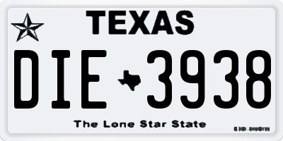 TX license plate DIE3938