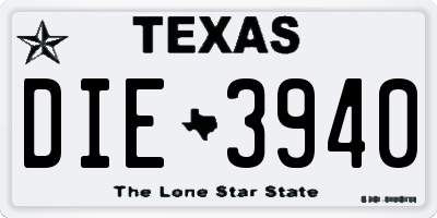 TX license plate DIE3940