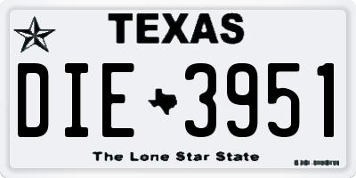 TX license plate DIE3951