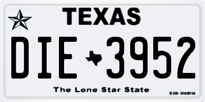 TX license plate DIE3952