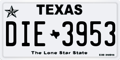 TX license plate DIE3953