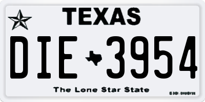 TX license plate DIE3954