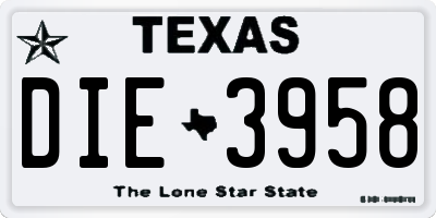 TX license plate DIE3958
